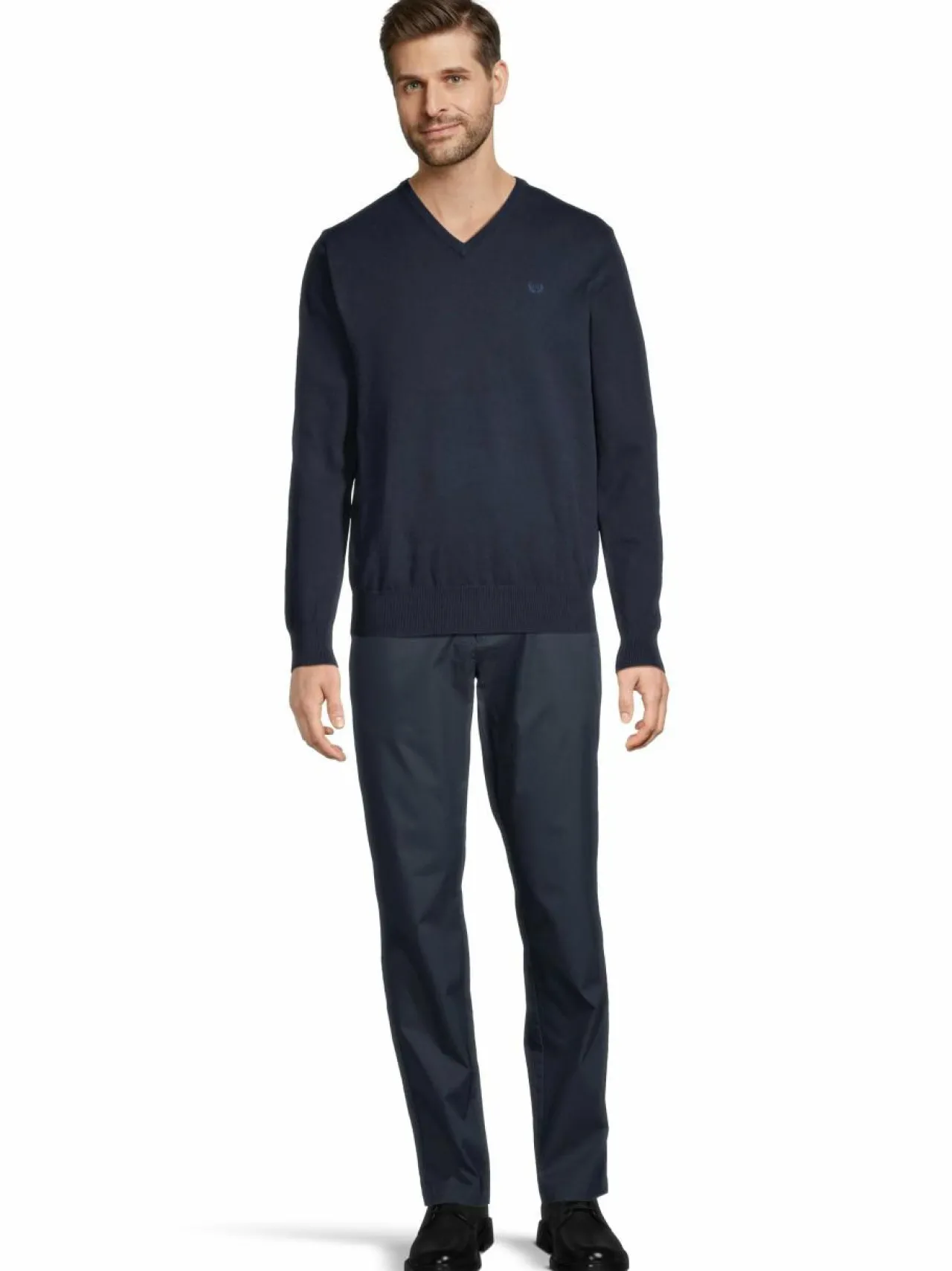 Neuleet<Cap Horn Julian V-neck -puuvillaneule DK. BLUE 1184