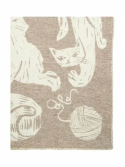 Huovat & Päiväpeitot<Lapuan Kankurit Kissanpäivät-villahuopa 130 x 180 cm 2 BEIGE-WHITE