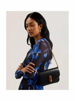 Olkalaukut<Ted Baker London Kkaysa Polished Small Leather -olkalaukku BLACK