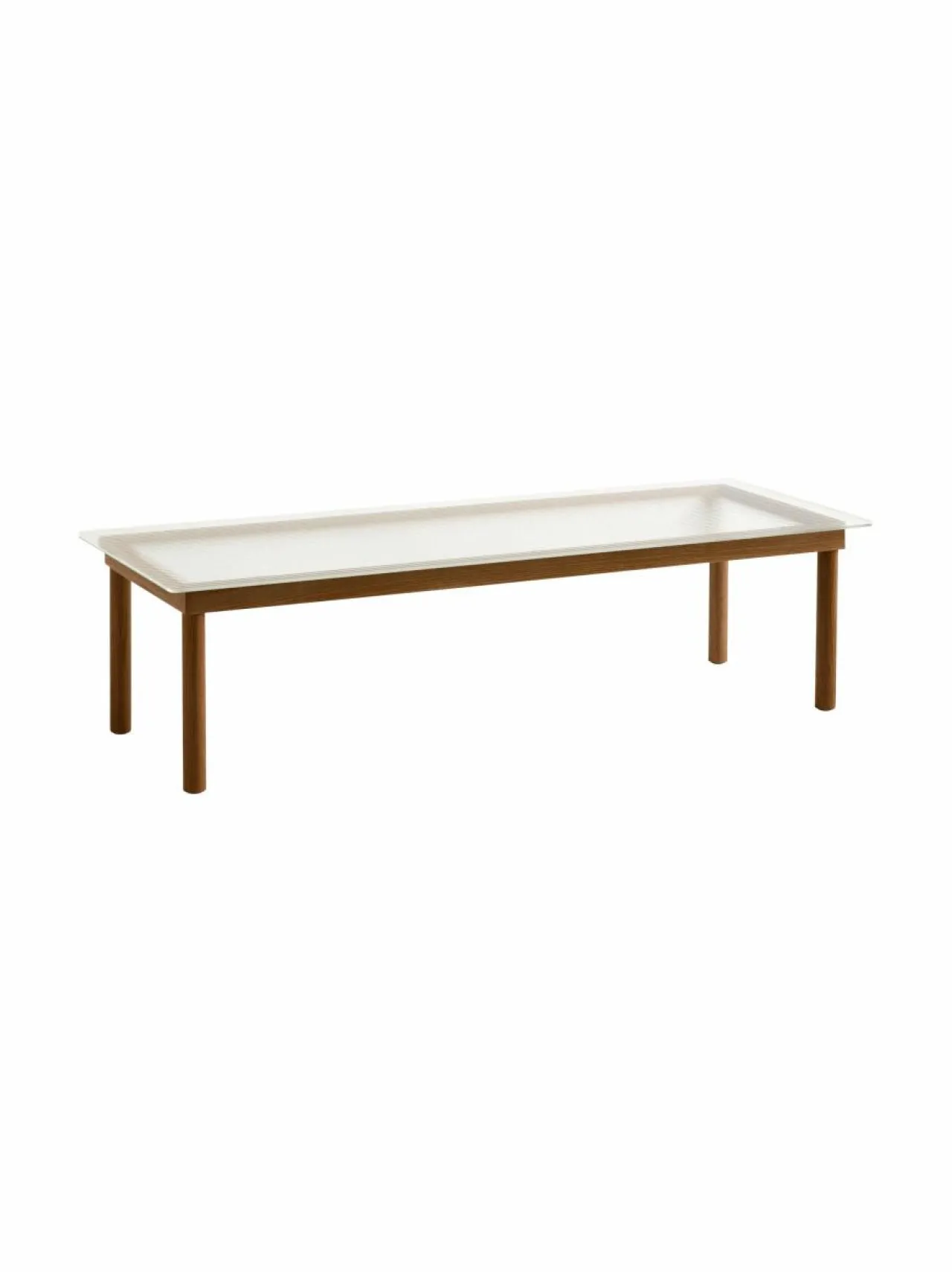 Pöydät<HAY Kofi-pöytä 140 x 50 cm WALNUT / CLEAR REEDED GLASS