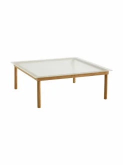 Pöydät<HAY Kofi-sohvapöytä, 100 x 100 cm OAK / CLEAR REEDED GLASS