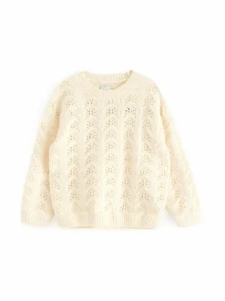 Colleget & Hupparit<Lindex Kuvioneule 325 LIGHT DUSTY WHITE