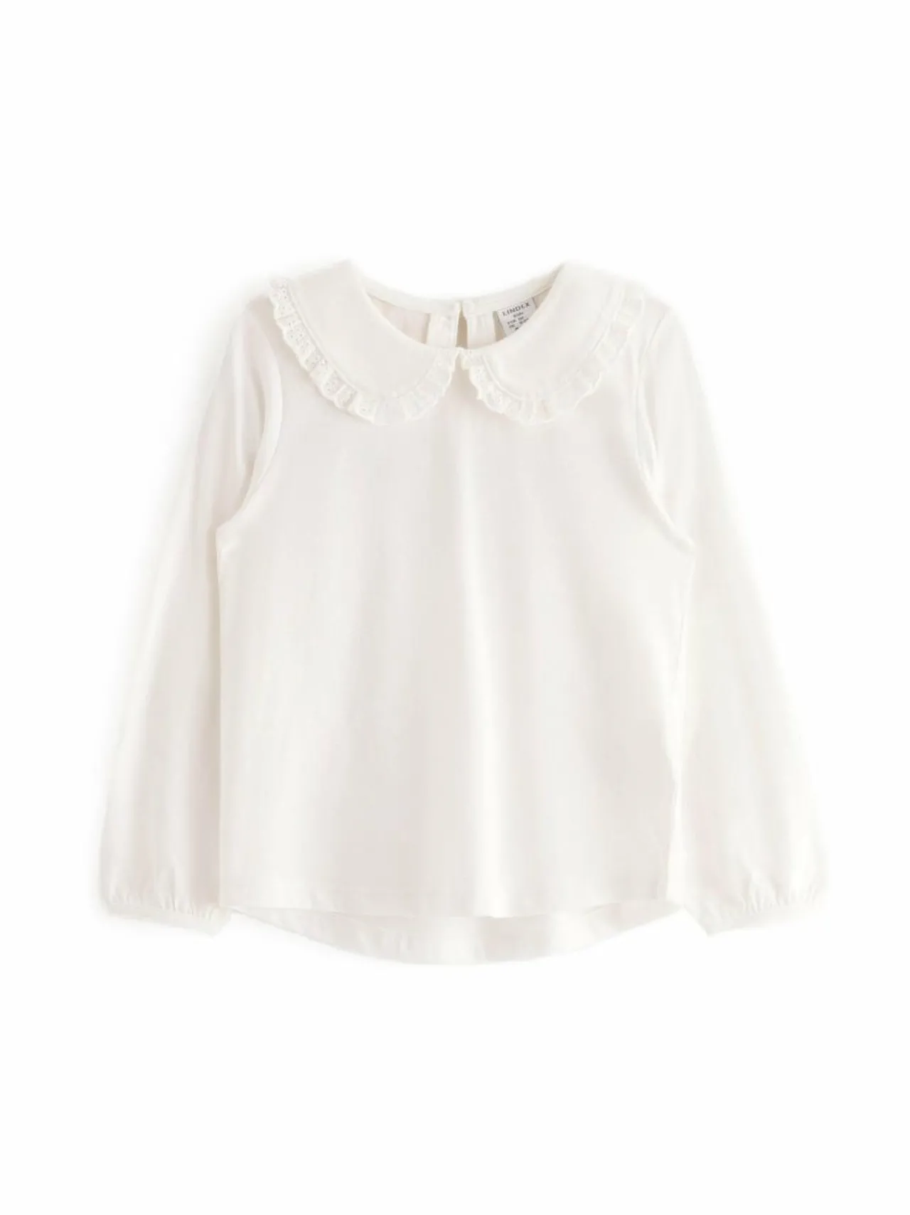 Pitkähihaiset Trikoopaidat|Pitkähihaiset Trikoopaidat<Lindex Lace Edge -paita 325 LIGHT DUSTY WHITE