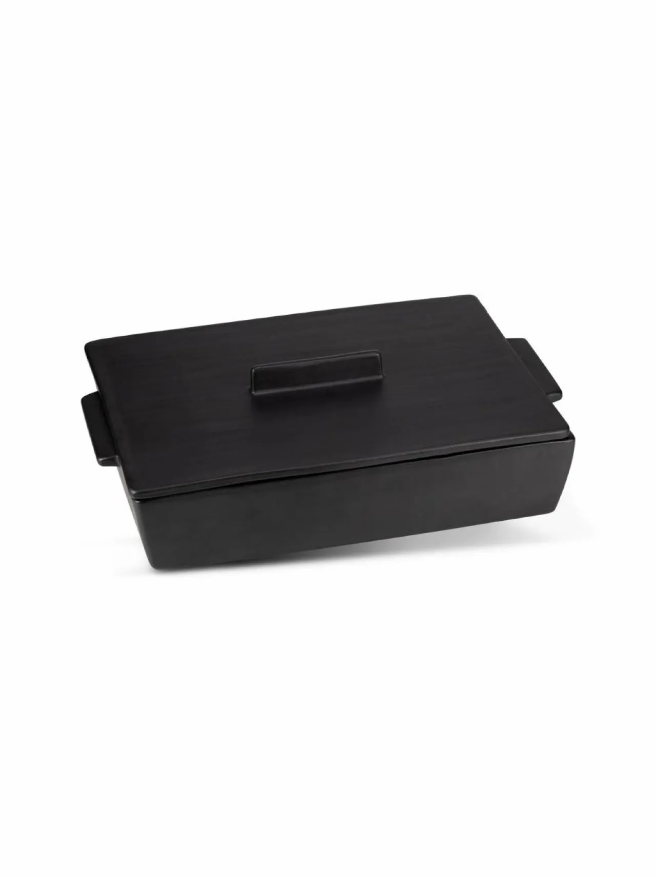 Keitto- & Paistoastiat<DUTCHDELUXES Large -kannellinen uunivuoka ja korkkialusta, 35 x 23,5 x 10,5 cm BM BLACK MATT