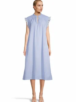 Mekot<SECOND FEMALE Laure-midimekko 5039 LIGHT BLUE STRIPE