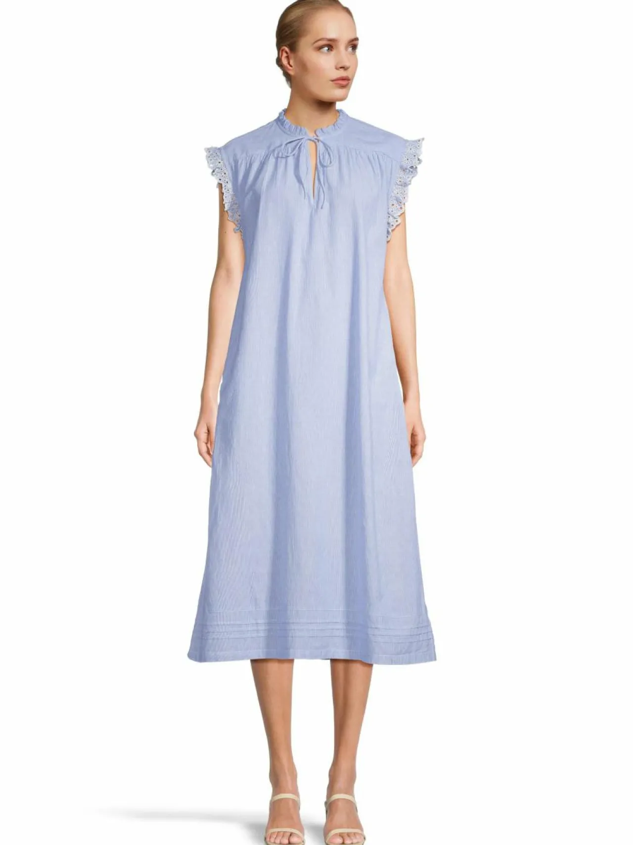 Mekot<SECOND FEMALE Laure-midimekko 5039 LIGHT BLUE STRIPE