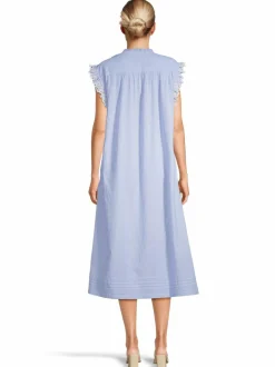 Mekot<SECOND FEMALE Laure-midimekko 5039 LIGHT BLUE STRIPE