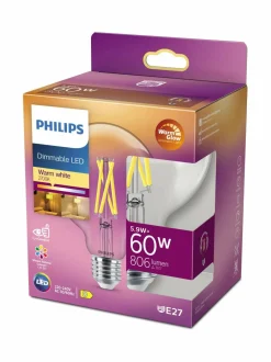 Lamput<Philips LED Classic 60W G93 E27 CL WGD90 1PF/4 -lamppu CLEAR