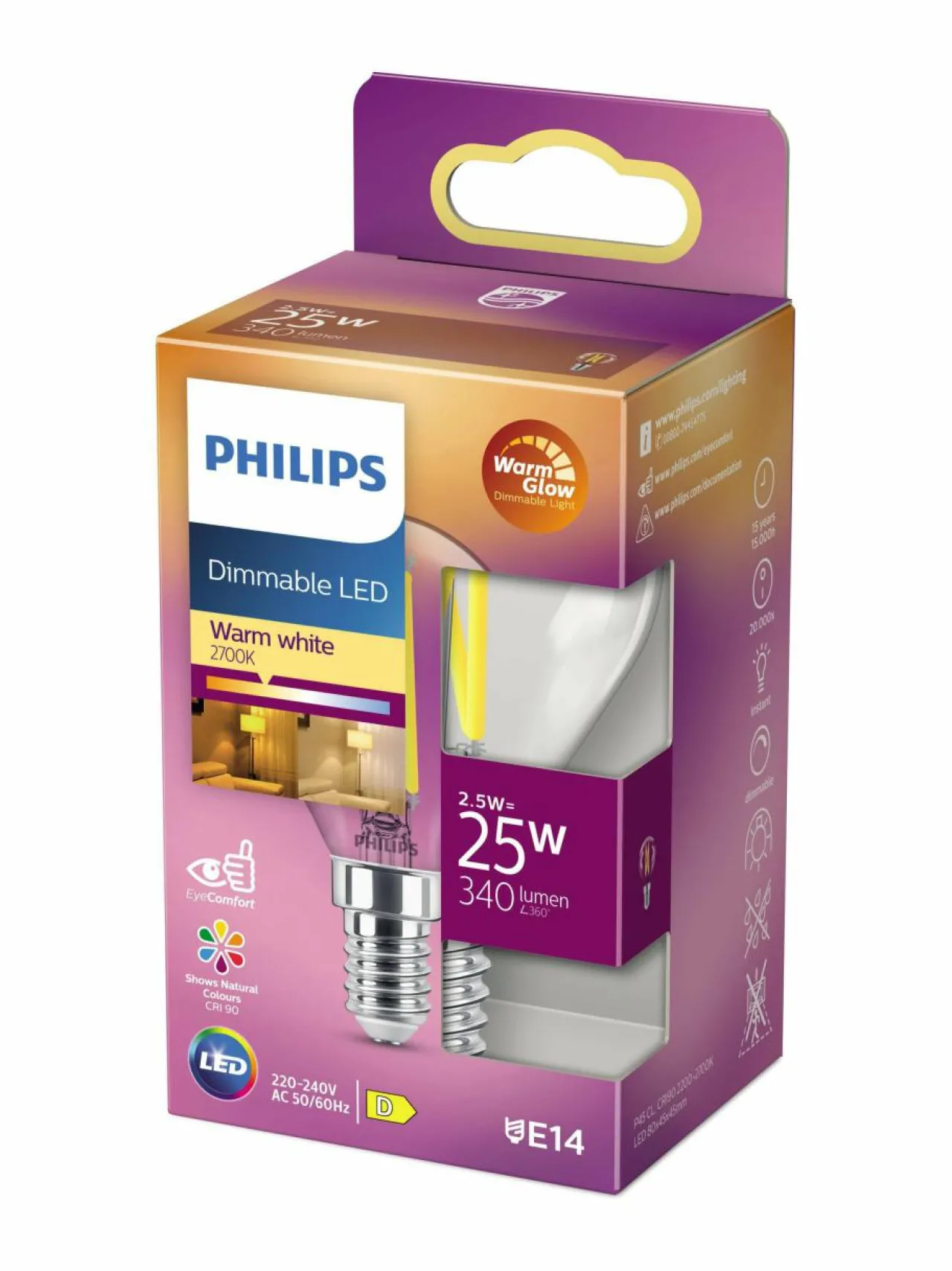 Philips LED Classic 25W P45 E14 CL WGD90 SRT4 -kynttilälamppu^ Lamput