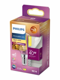Lamput<Philips LED classic 40W P45 E14 WGD90 CL SRT4 -kynttilälamppu CLEAR