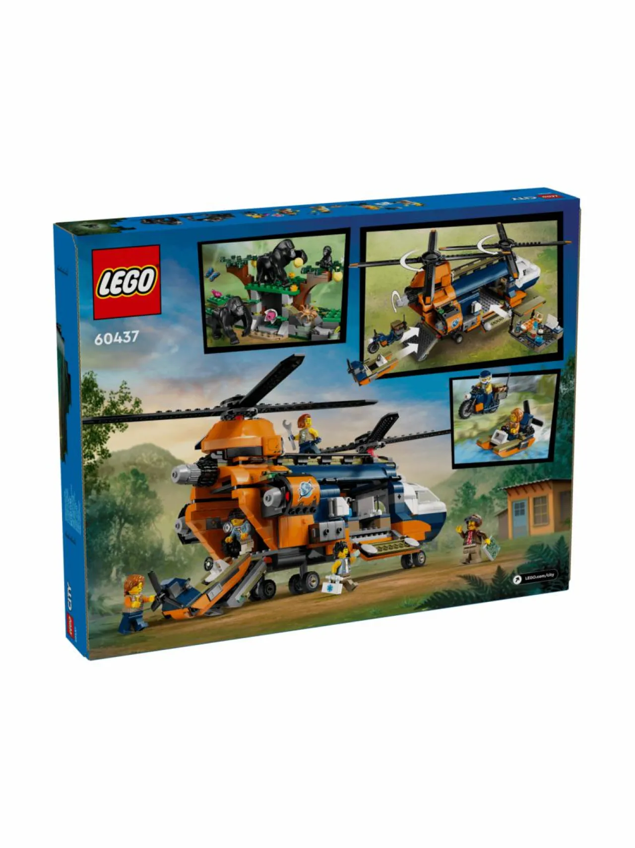 Rakennussarjat<LEGO CITY Viidakkotutkijan helikopteri leirissä 60437