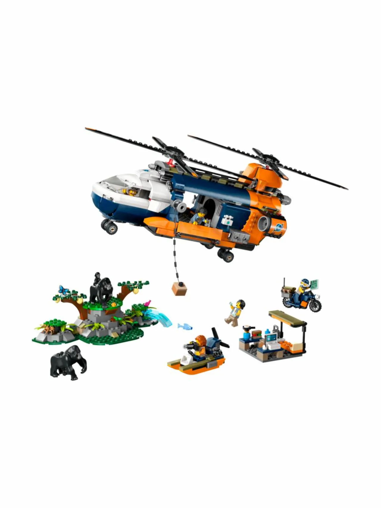 Rakennussarjat<LEGO CITY Viidakkotutkijan helikopteri leirissä 60437