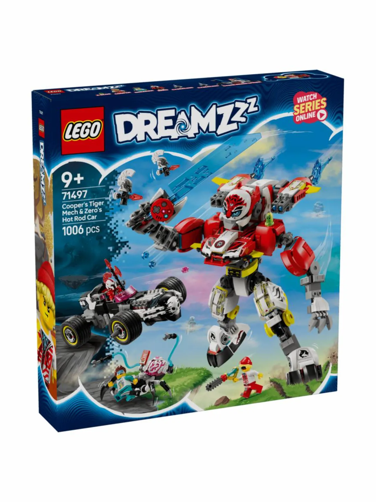 Rakennussarjat<LEGO DREAMZZZ Cooperin tiikerirobotti ja Zeron hot rod ‑auto 71497