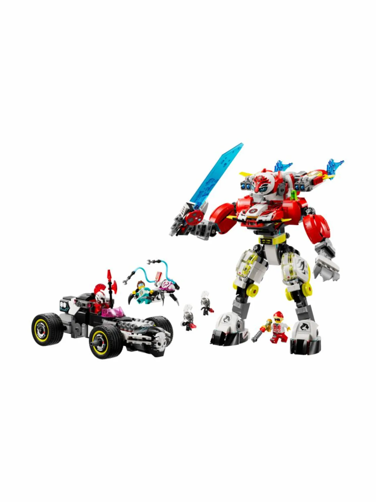 Rakennussarjat<LEGO DREAMZZZ Cooperin tiikerirobotti ja Zeron hot rod ‑auto 71497