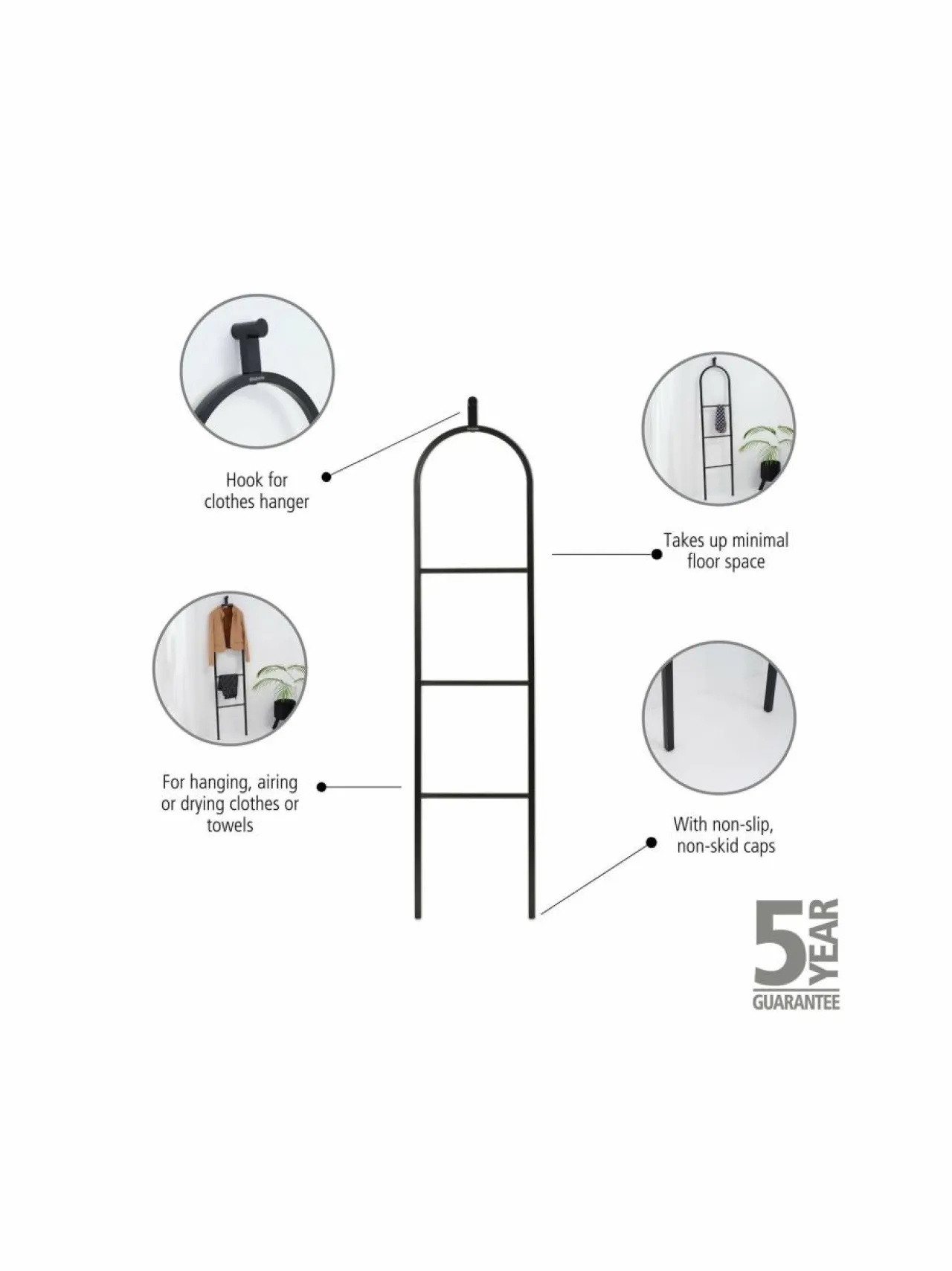 Pyykkihuolto<Brabantia Linn Dressboy -vaateteline BLACK