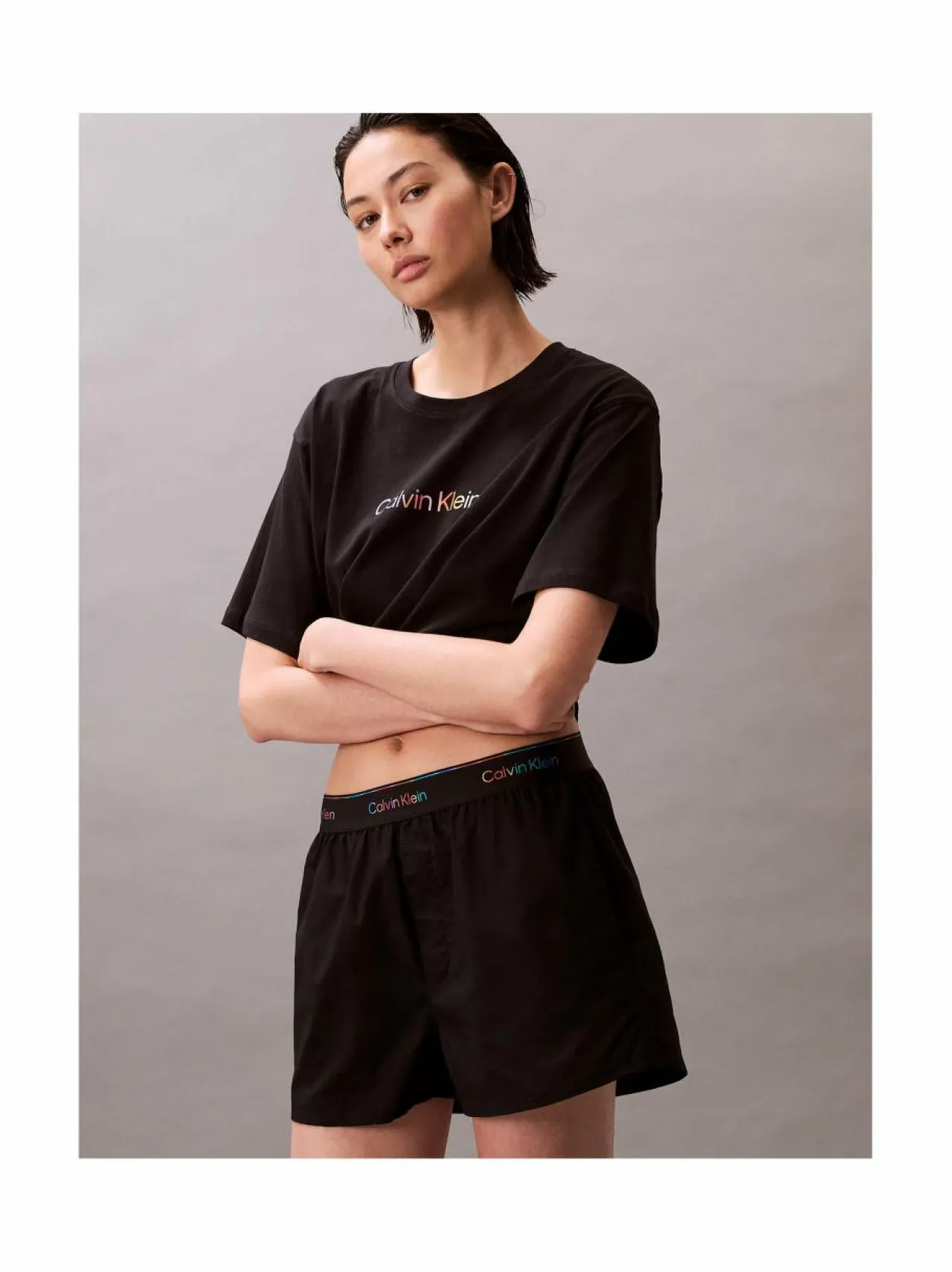 Yö- & Oloasut<Calvin Klein Underwear Logo Poplin Pride -shortsit UB1 BLACK
