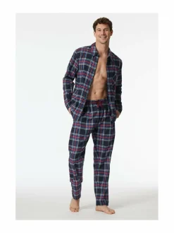 Pyjamat & Kylpytakit<Schiesser Long-flanellipyjama 2-osainen 804 NIGHTBLUE