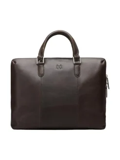 Tietokonelaukut<MMV Bags Luton Briefcase -nahkasalkku CHOCOLATE (TUMMANRUSKEA)