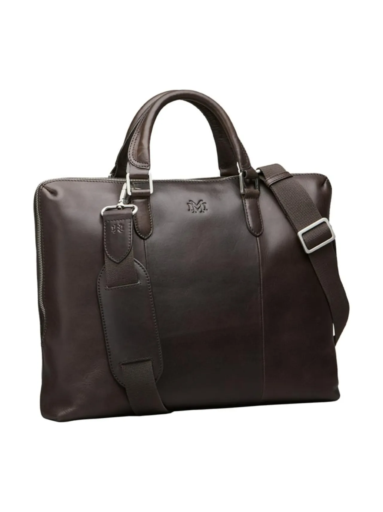 Tietokonelaukut<MMV Bags Luton Briefcase -nahkasalkku CHOCOLATE (TUMMANRUSKEA)