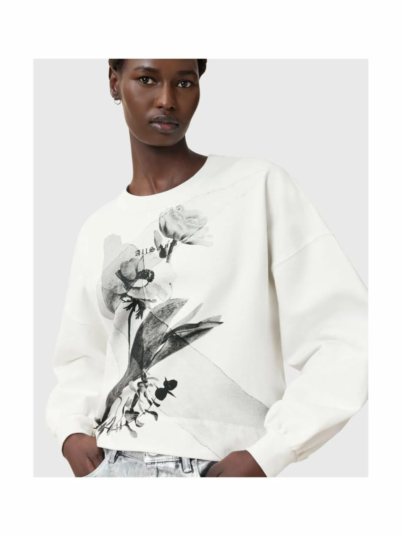 Paidat & Puserot<All Saints Lyss Lila -collegepaita CHALK WHITE