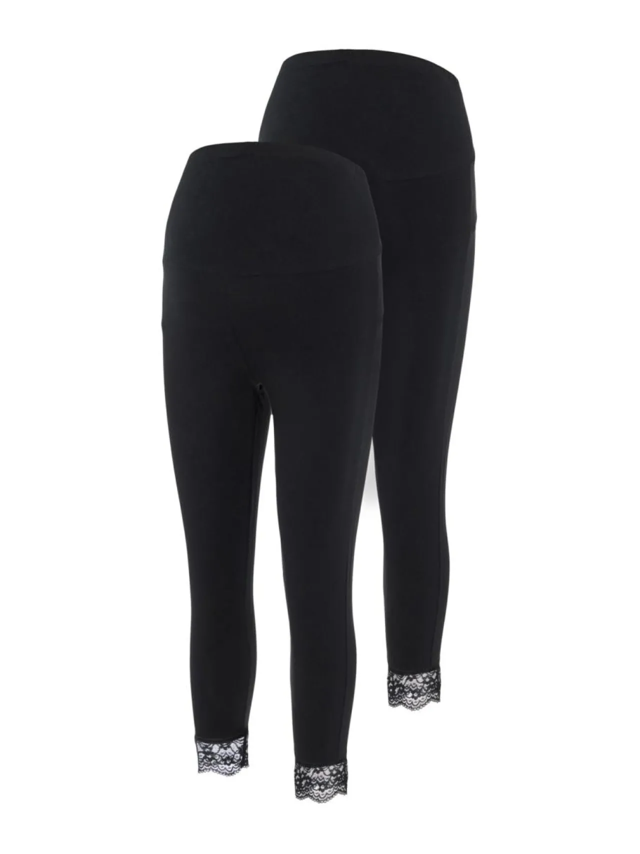 Mamalicious MlEliana 3/4 Jersey Lace Leggin 2 pack odotushousut^ Äitiysvaatteet