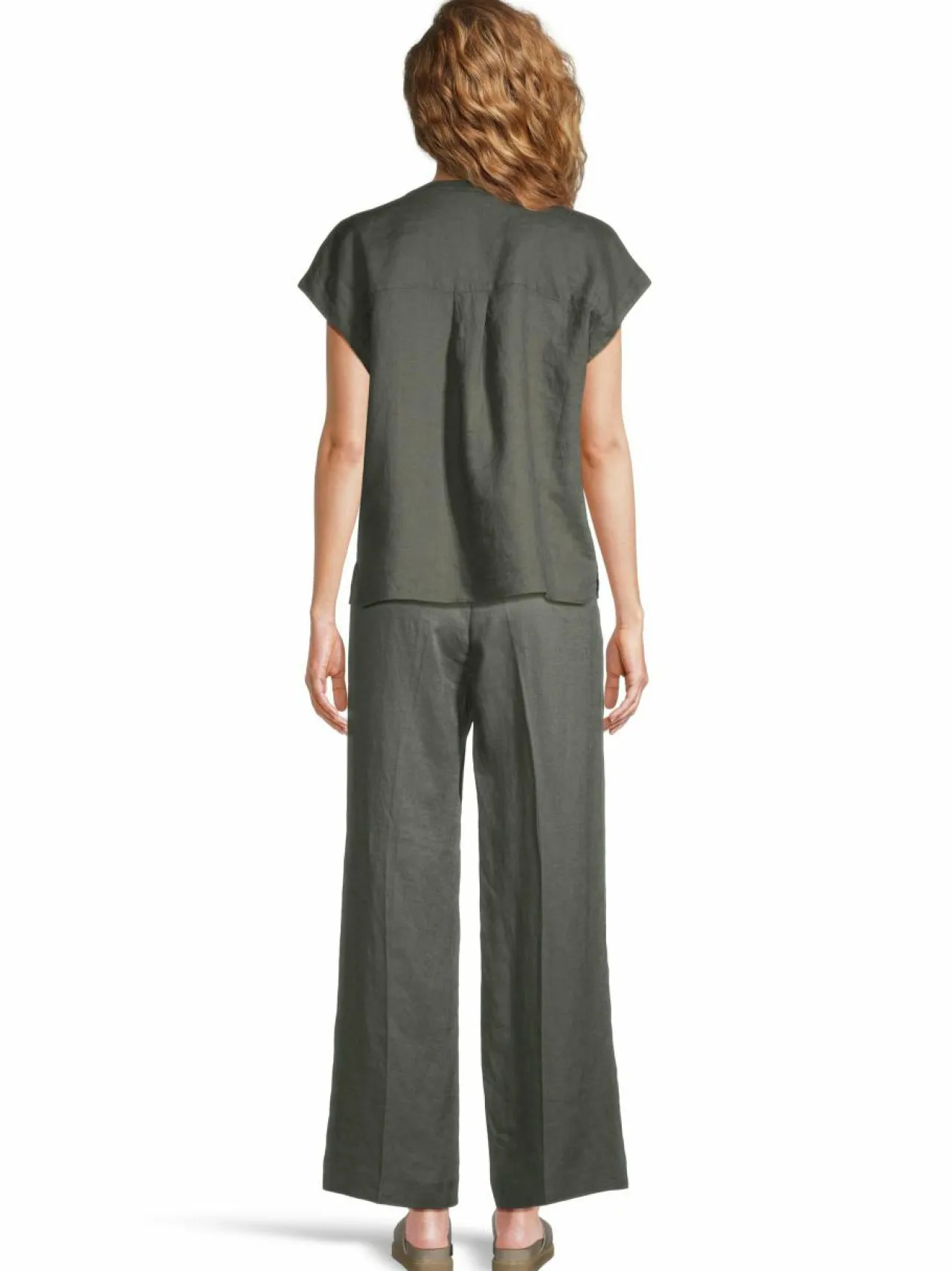Housut<ESSENTIALS by Stockmann Marianne-housut KHAKI GREEN