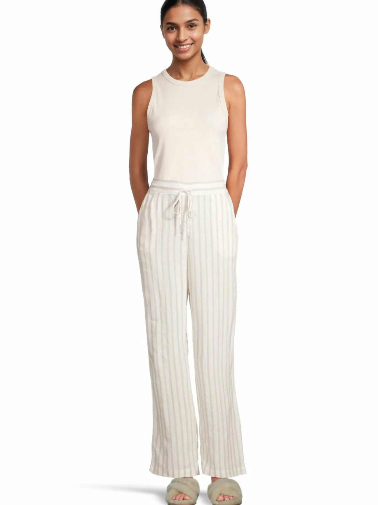 Yö- & Oloasut<A+more Marie-pyjamahousut OFFWHITE/BROWN