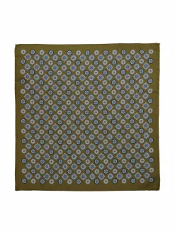 Solmiot & Asusteet<Stockholm Kravatt Medallion-silkkitaskuliina 23 GREEN / BLUE