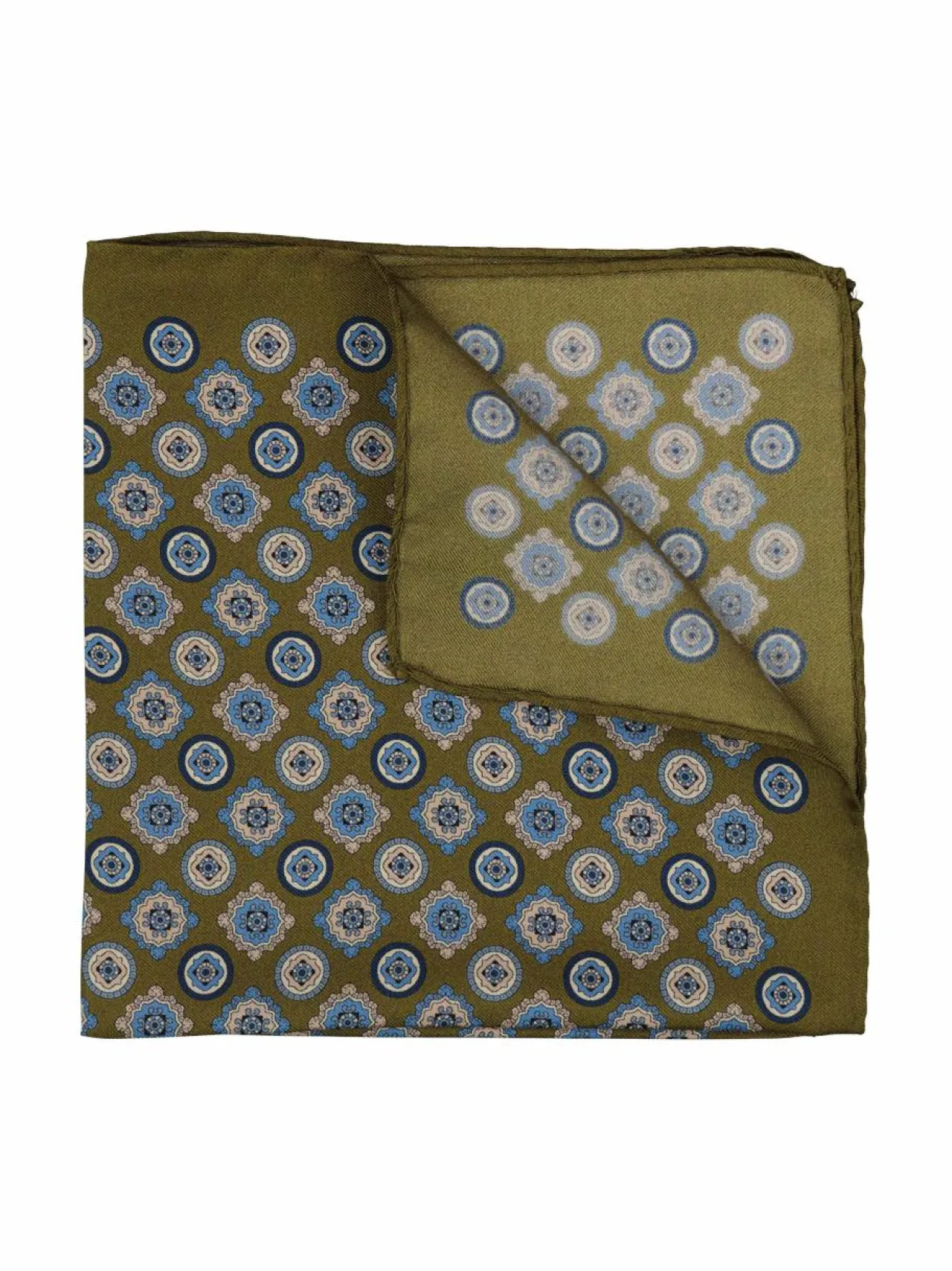 Solmiot & Asusteet<Stockholm Kravatt Medallion-silkkitaskuliina 23 GREEN / BLUE