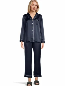 Yö- & Oloasut<Stockmann Silk Mercia-silkkipyjamasetti, lahjapakkauksessa NAVY
