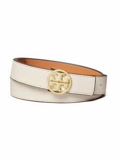 Vyöt<Tory Burch Miller- käännettävä nahkavyö NEW IVORY / NATURAL VACHETTA /
