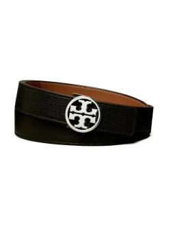 Vyöt<Tory Burch Miller- käännettävä nahkavyö 002 BLACK / CLASSIC CUOIO / SILVER