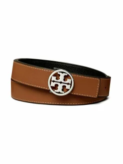Vyöt<Tory Burch Miller- käännettävä nahkavyö 002 BLACK / CLASSIC CUOIO / SILVER
