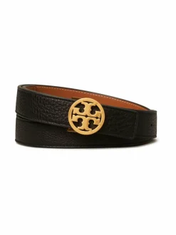 Vyöt<Tory Burch Miller-käännettävä nahkavyö 2,5 cm 001 BLACK / CLASSIC CUOIO / GOLD