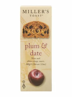 Makeat Delituotteet<Artisan Biscuits Miller's Toast -luumu- ja taatelikeksit, 100 g