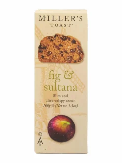 Makeat Delituotteet<Artisan Biscuits Miller's Toast -viikuna- ja sulttaanirusinakeksit, 100 g