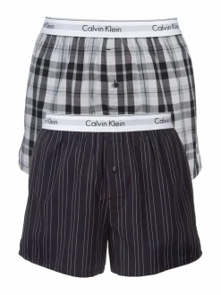 Alusasut<Calvin Klein Underwear Modern Cotton Stretch -bokserit 2-pack RYAN STRIPE/HICKORY PLAID (SININEN/HARMAA)