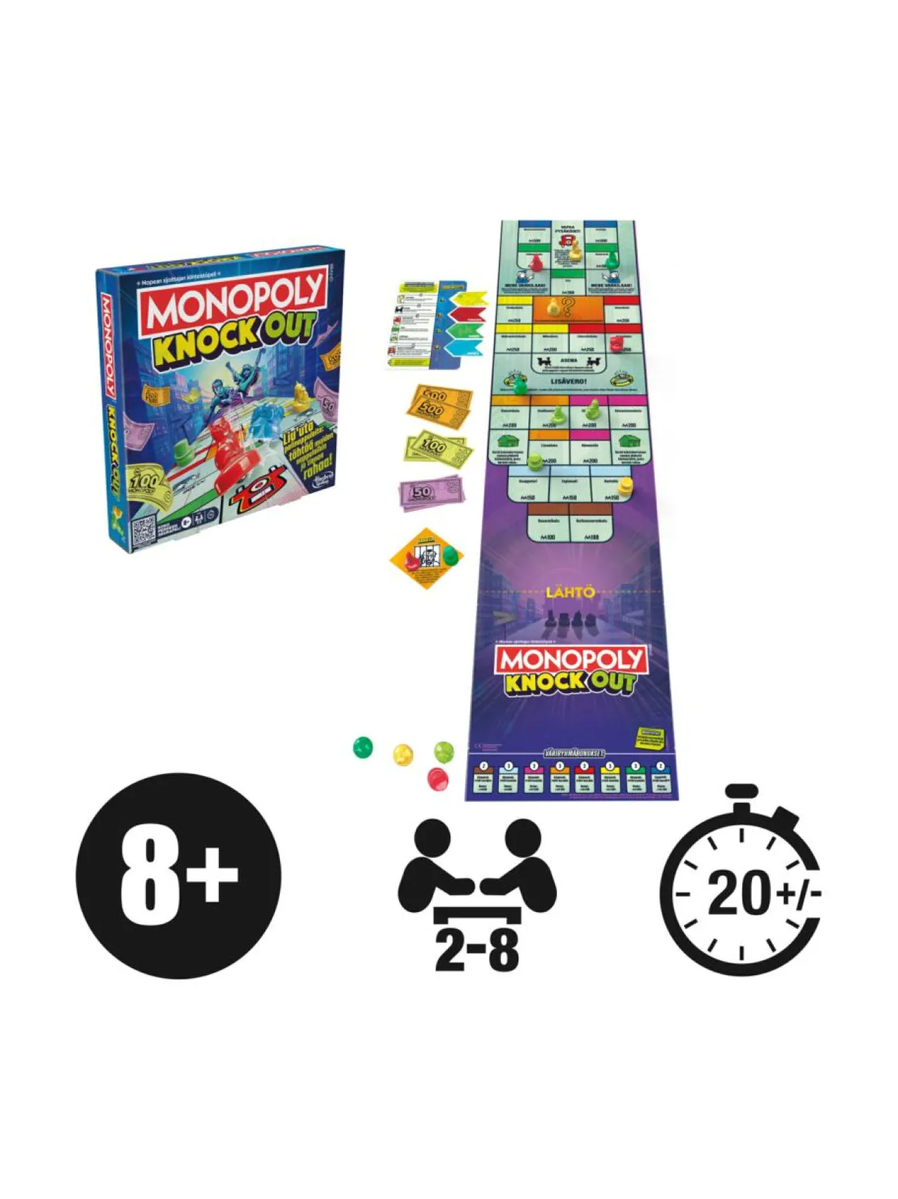 Pelit<MONOPOLY Lautapeli Knockout (suomenkielinen)