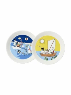 Astiasarjat<Moomin Arabia Muumi Talvinuotio & Purjehtien -lautaset 19 cm, 2 kpl BLUE-YELLOW