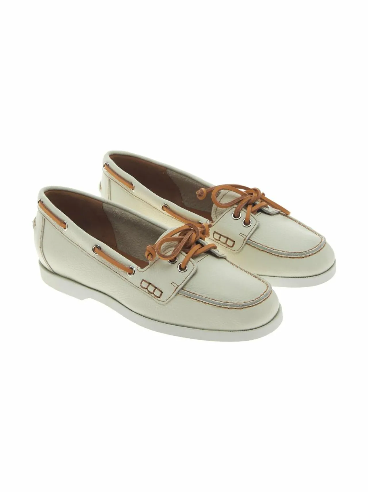 Kävelykengät & Loaferit<ATP ATELIER Nesso Boat -kengät 1069 BIANCO/CONTRAST STITCH