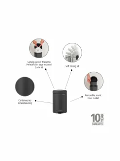 Roskakorit & -Pussit<Brabantia NewIcon-poljinroskakori 3 l MINERAL INFINITE GREY