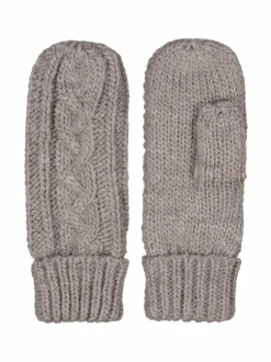 Käsineet<A+more Nina-palmikkoneulelapaset GREY MELANGE