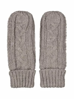 Käsineet<A+more Nina-palmikkoneulelapaset GREY MELANGE