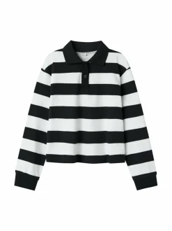 Pitkähihaiset Trikoopaidat<Name It NkfLili Polo -trikoopaita BLACK STRIPES:BRIGHT WHITE
