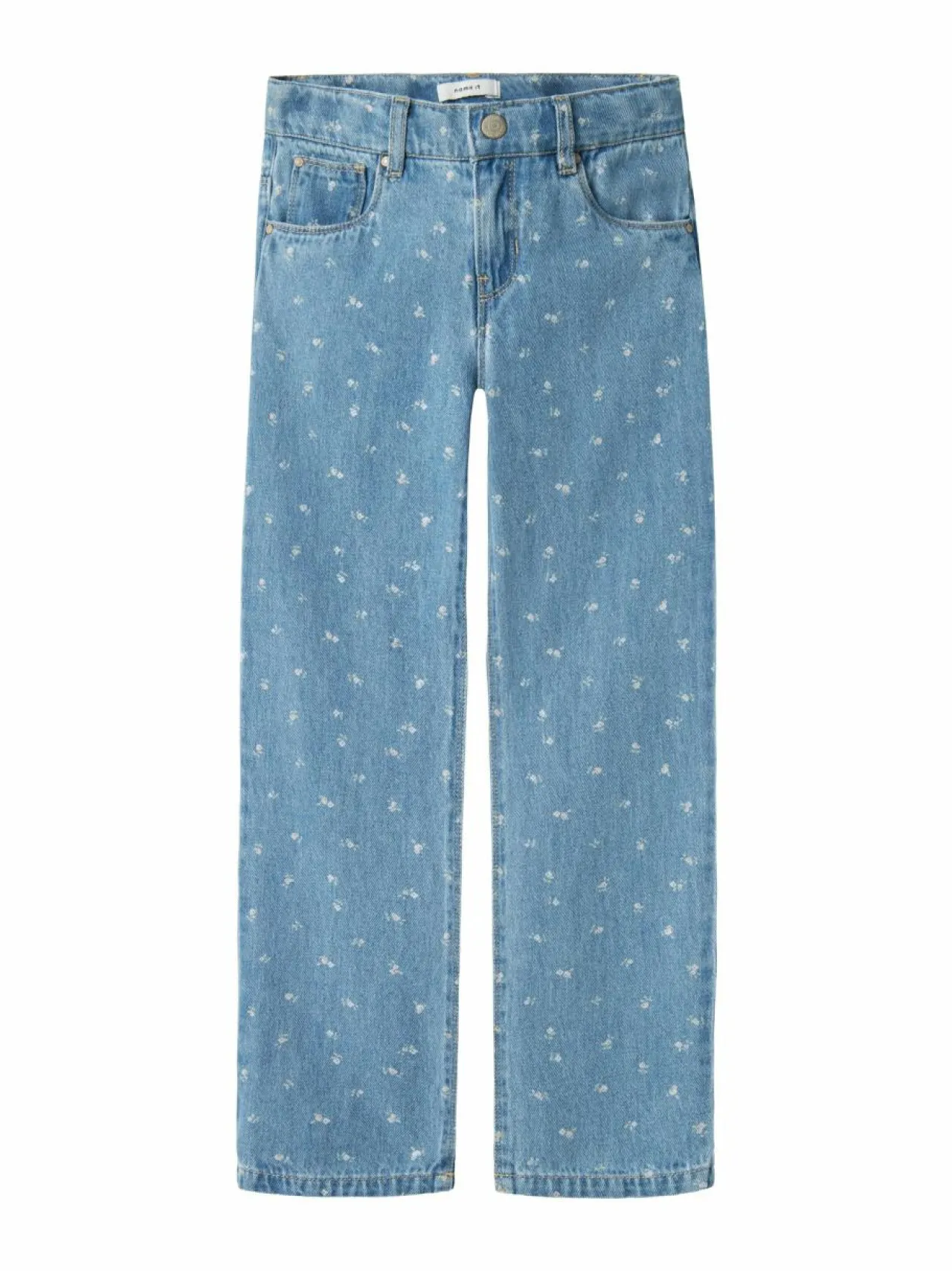 Farkut|Farkut<Name It NkfRose Straight -farkut LIGHT BLUE DENIM AOP:FLOWERS