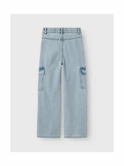 Farkut|Farkut<Name It NkfRose Wide Cargo -farkut LIGHT BLUE BLEACHED DENIM