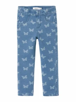Collegehousut & Leggingsit|Collegehousut & Leggingsit<Name It NmfSalli Slim -farkkuleggingsit MEDIUM BLUE DENIM AOP:BUTTERFLY