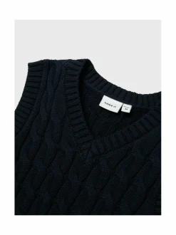 Neuleet<Name It NmmRemon-kaapelineuleliivi DARK SAPPHIRE