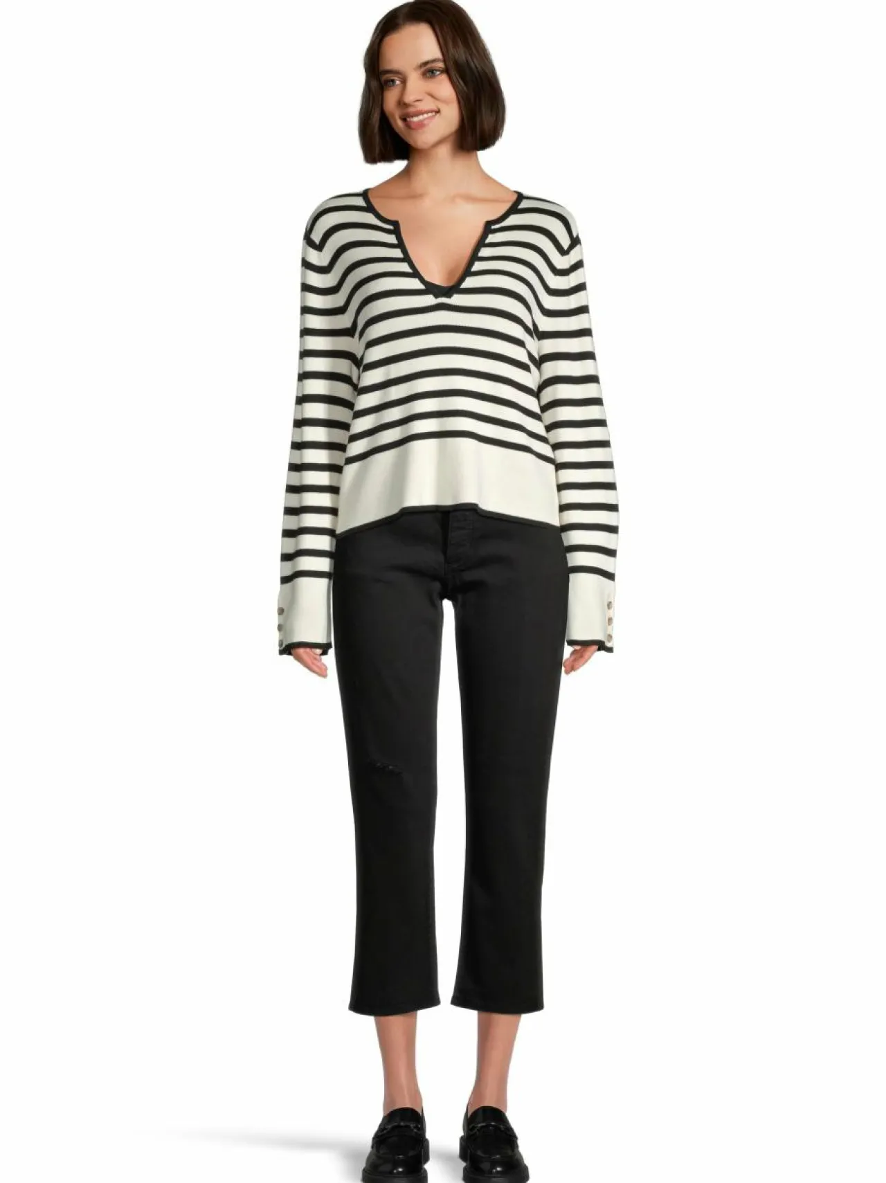 Neuleet<Object ObjViva-neulepusero SANDSHELL STRIPES:BLACK