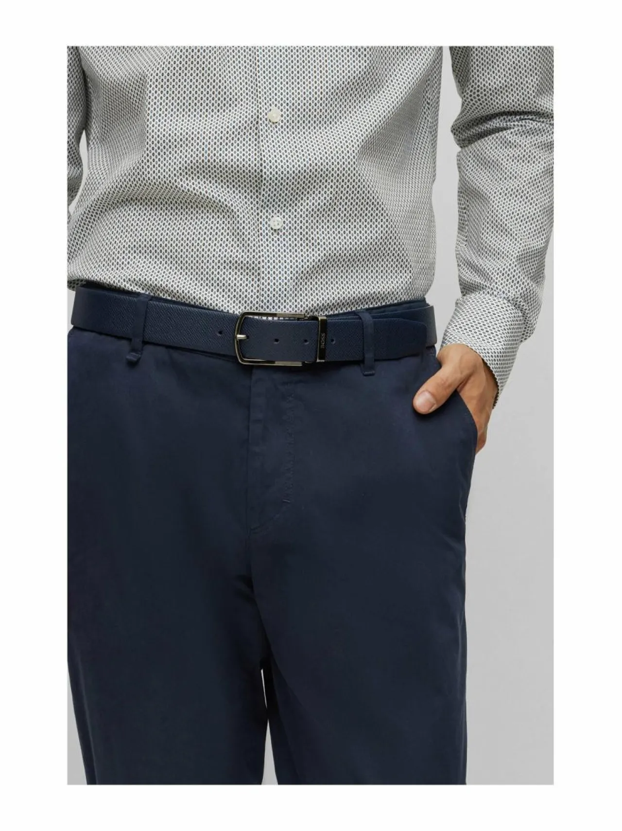 Vyöt<BOSS Ofis Reversible -nahkavyö 401 DARK BLUE